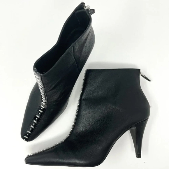 Zara Faux Leather Studded Boots Booties Heels Sz 9 - Picture 1 of 9